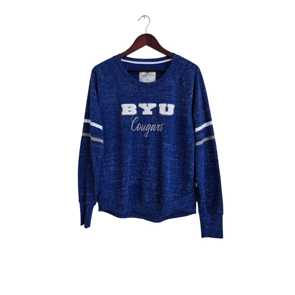 Colosseum BYU Cougars Women's Blue Marled Crewneck Sweatshirt Size M Fan Gear